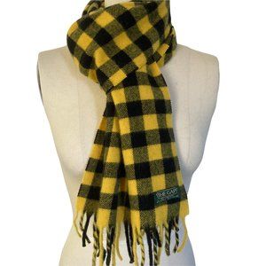 Cozy Vintage Gap Yellow Lambswool Wool Buffalo Check Flannel Scarf w/ Fringe